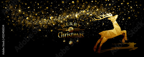 Christmas illustration with Gold deer