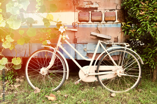 Vintage bicycle waiting near tree © ptyphoto