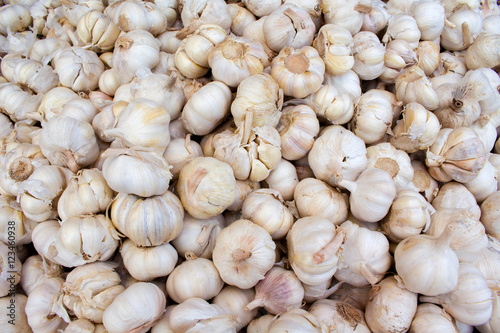 Bunch of garlic on the market.