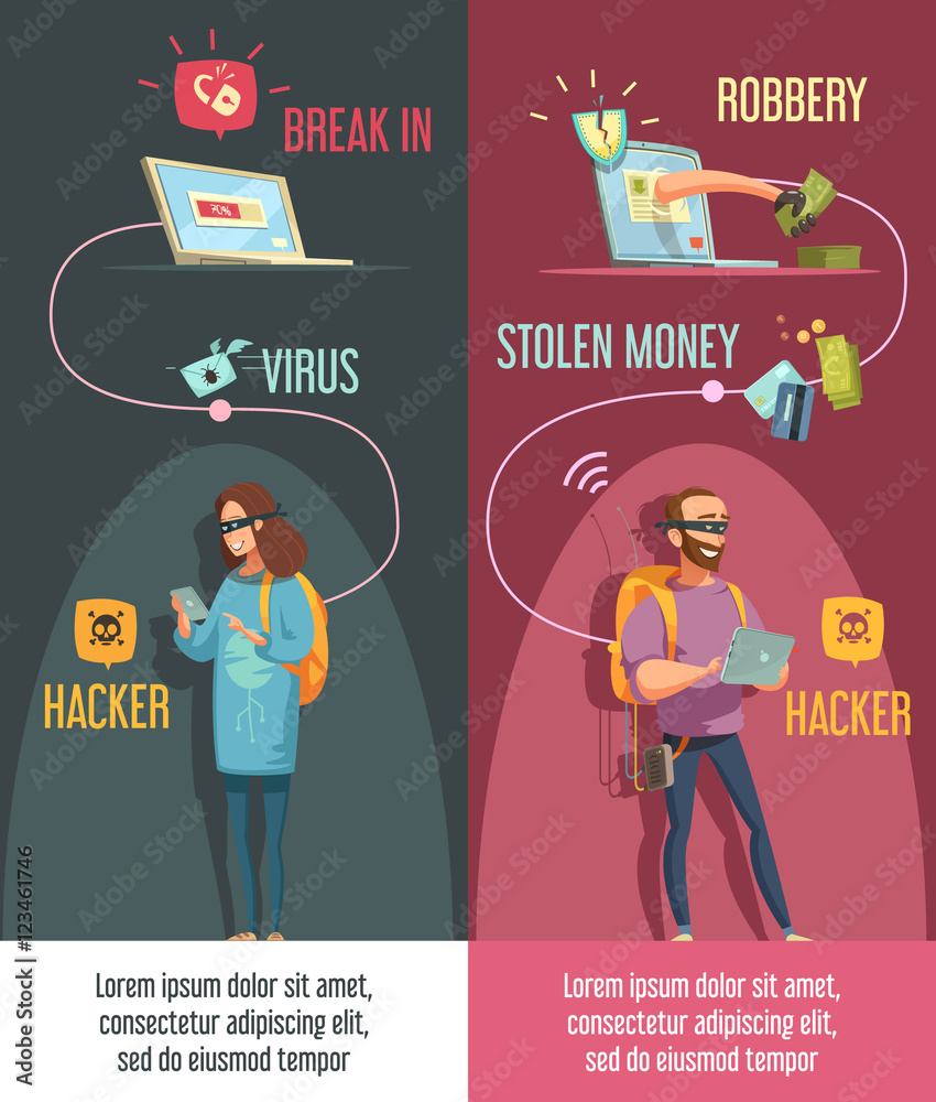 Hackers 2 Retro Vertical Cartoon Banners Hackers 2 Retro Vertical Cartoon Banners