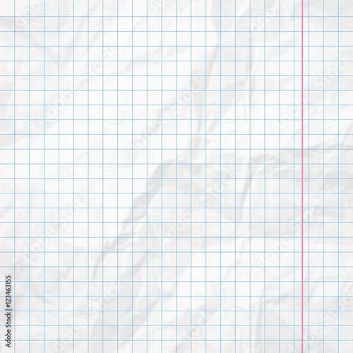Crumpled note book lined paper, realistic vector background.