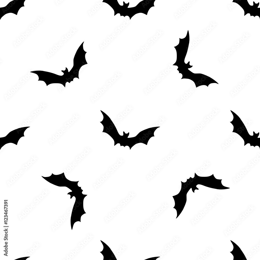 Obraz premium Black bats abstract seamless pattern on white background
