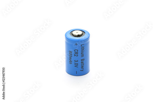 CR2 Lithium Battery Isolated on White Background