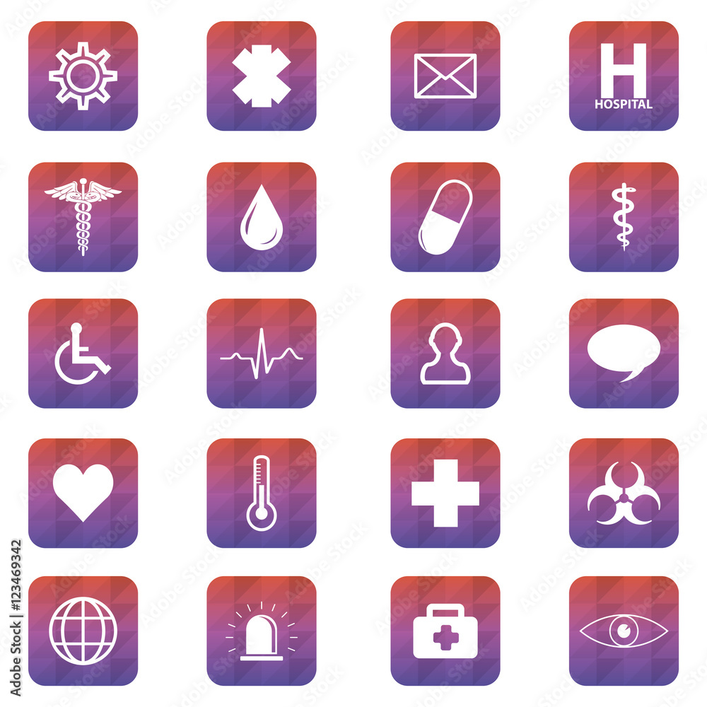 Medical button set. Vector illustration. Medical button set. Vector illustration.