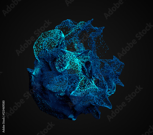 Fototapeta Naklejka Na Ścianę i Meble -  Abstract 3d rendering of chaotic particles. Flying cubes in empty space. Dynamic shape. Futuristic background. Poster design.