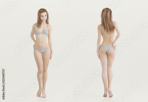 Ragazza in intimo magra bionda e sexy render 3d Stock Illustration | Adobe  Stock