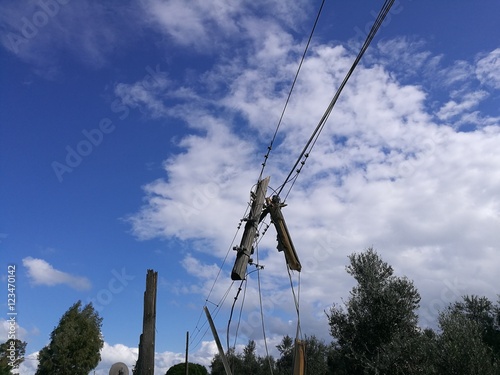 telephone pole ripped