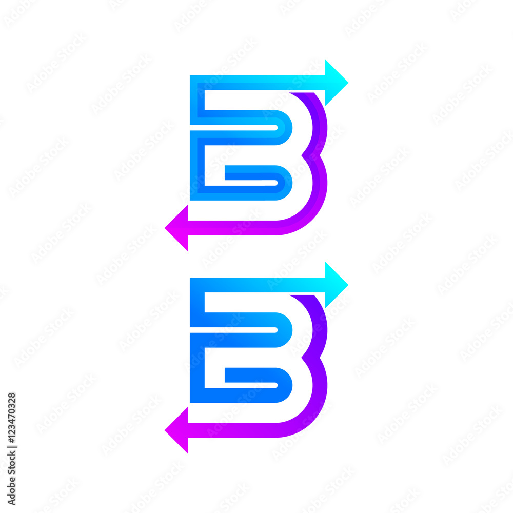 Letter B logo design template. Arrow creative sign Letter B logo design template. Arrow creative sign