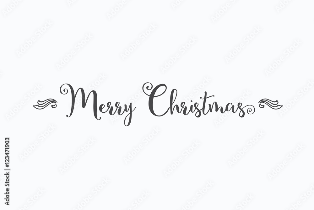 Merry Christmas lettering typography. Handwriting text design wi