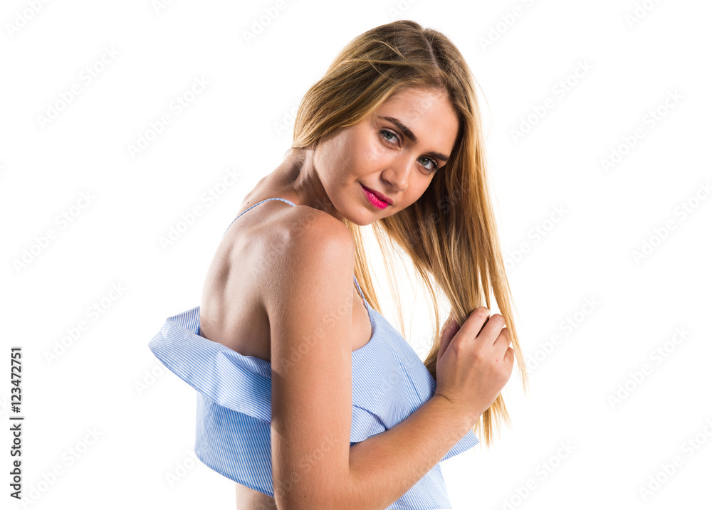 Fototapeta premium Pretty blonde girl posing in studio