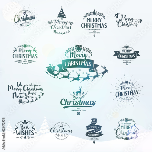 Merry Christmas lettering typography. Handwriting text design wi