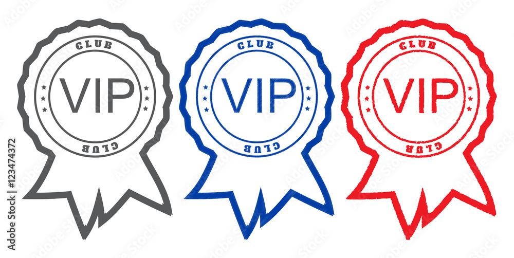 Three vector round with printing ribbons with the inscription VI Three vector round with printing ribbons with the inscription VI