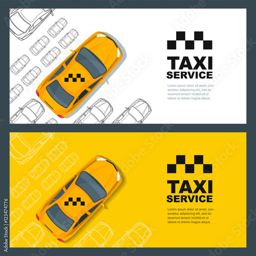 Obraz na plátně Set of vector taxi service banner, flyer, poster design template