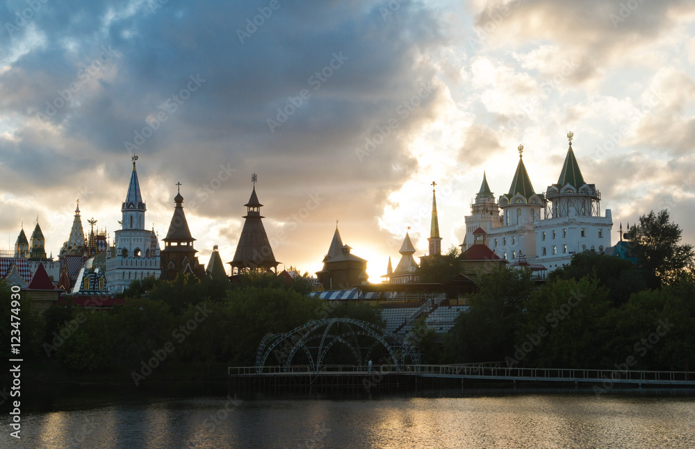 Kremlin near the pond in evening