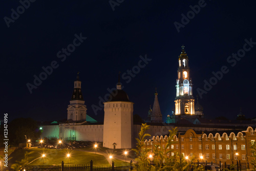 view of monastery in evening