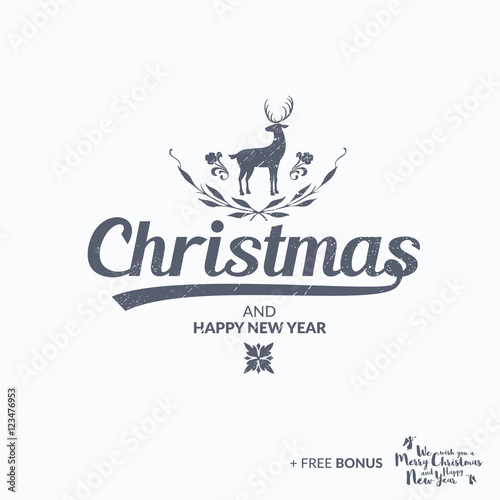 Merry Christmas lettering typography. Handwriting text design wi