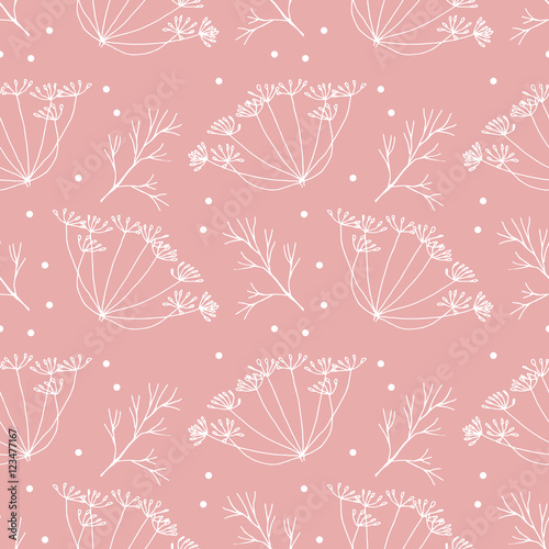 Dill or fennel flowers and leaves pattern.