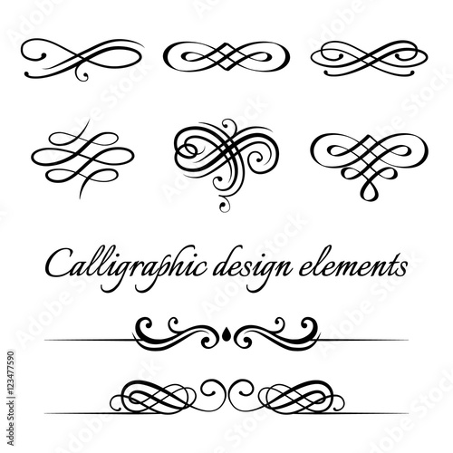 Vector set of calligraphic and page decoration design elements. photo