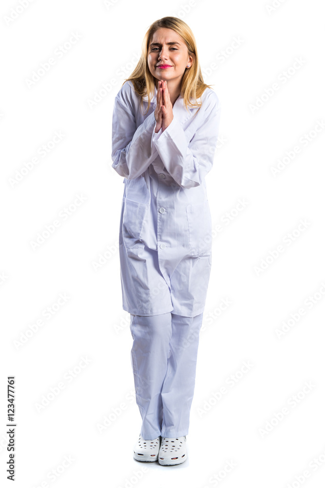 Doctor woman pleading Doctor woman pleading