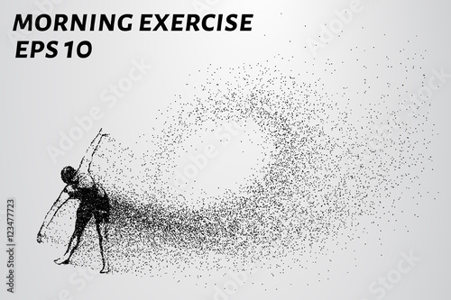 Morning exercises of the particles. Gymnastics consists of small circles. Vector illustration