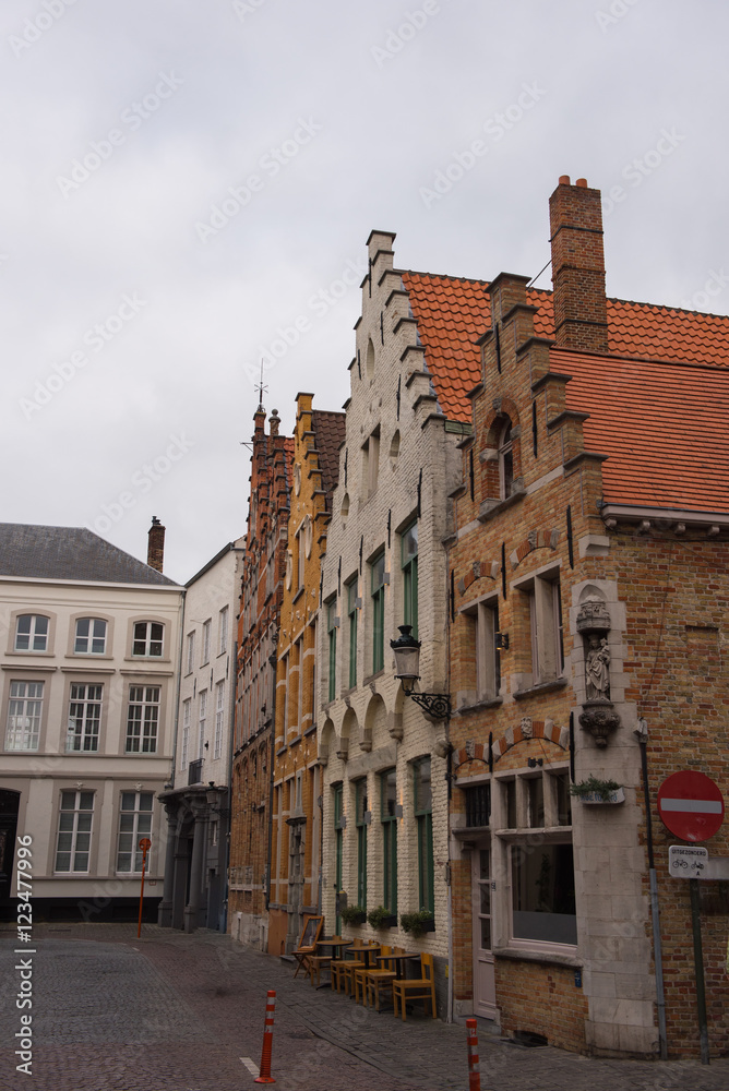Street view in Brugge during autumn time