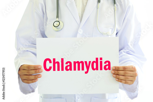 Doctor holding Chlamydia card in hands
 photo