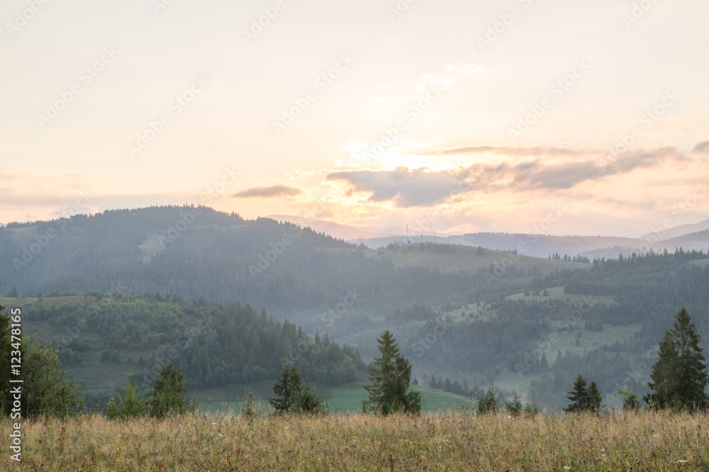 Mountain landscape at sunrise