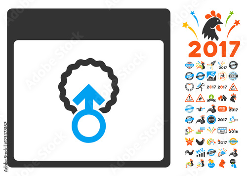 Cell Penetration Calendar Page icon with bonus calendar and time management pictograph collection. Vector illustration style is flat iconic symbols, blue and gray colors, white background.