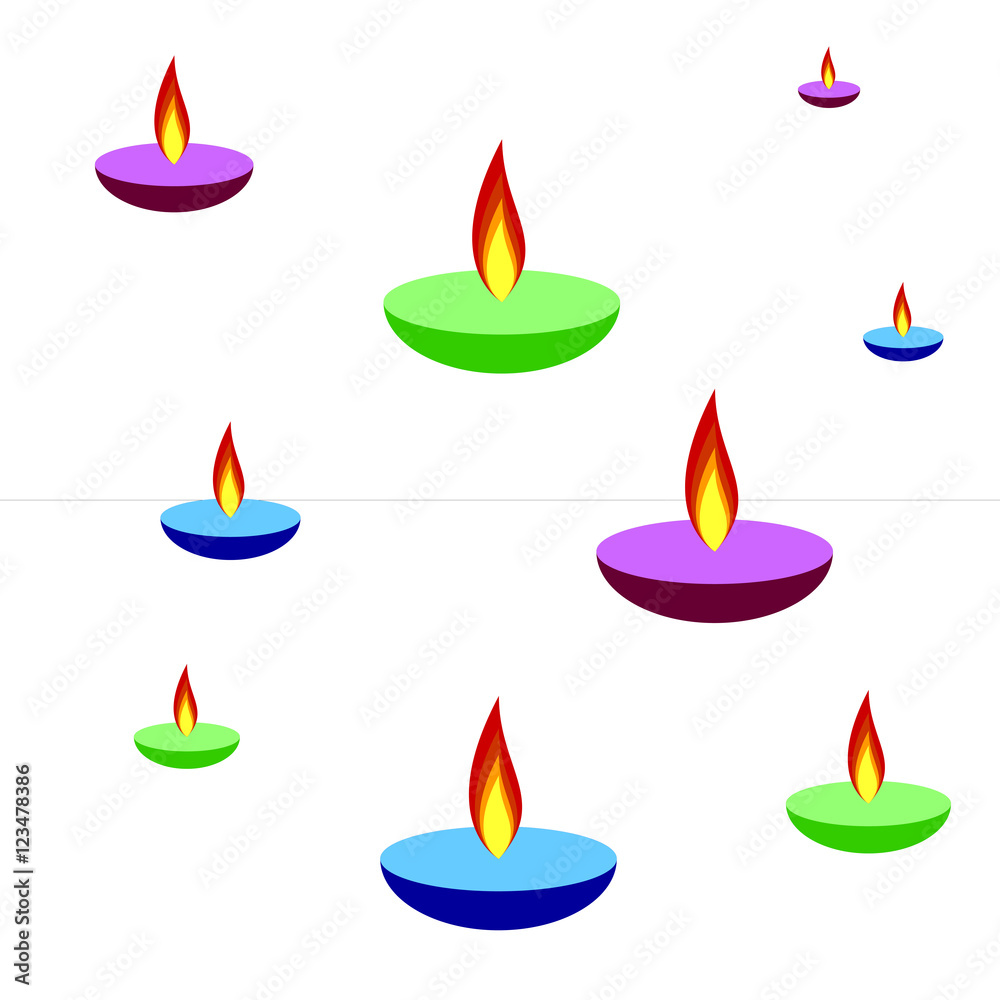 Happy Diwali background with lamps fire candle isolated on white background  Stock Vector | Adobe Stock