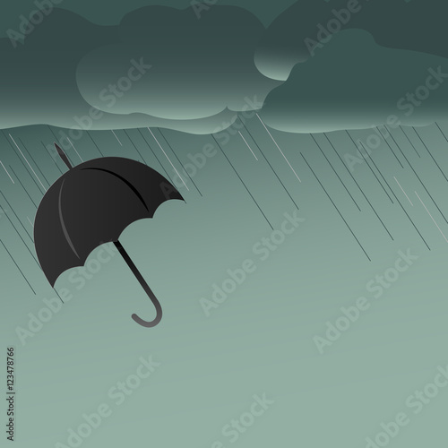 Black umbrella stormy day