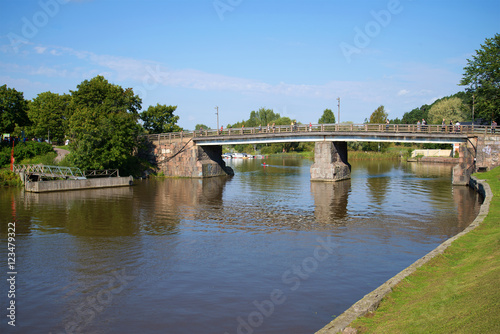 Ancient bridge on the river Porvoyoki, sunny august day. Finland, Porvoo