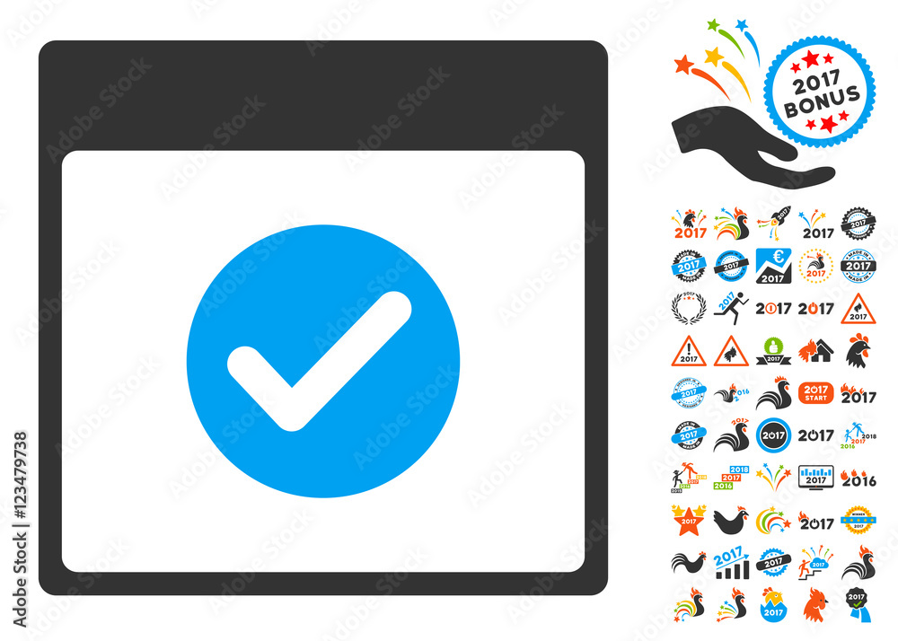 Ok Calendar Day icon with bonus calendar and time management clip art