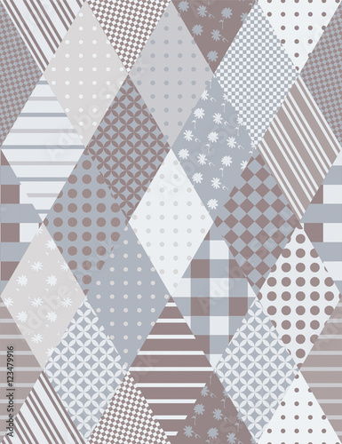 Bright seamless patchwork pattern from rhombus elements.