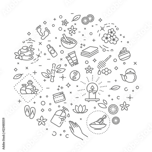Outline web icon set - Spa and Beauty