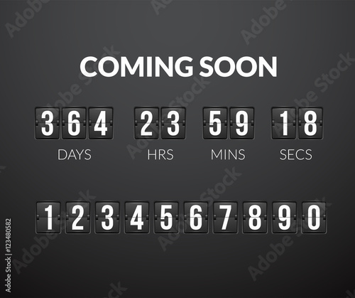 Coming Soon, flip countdown timer panel