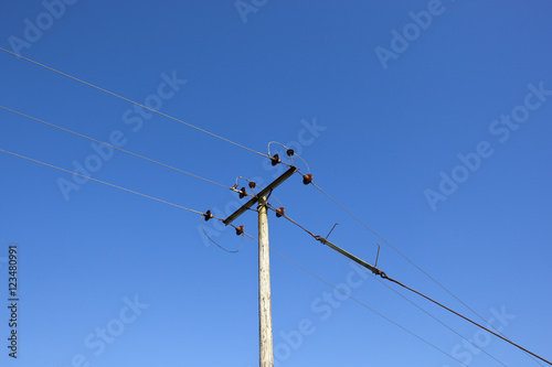 telegraph pole and blue sky
