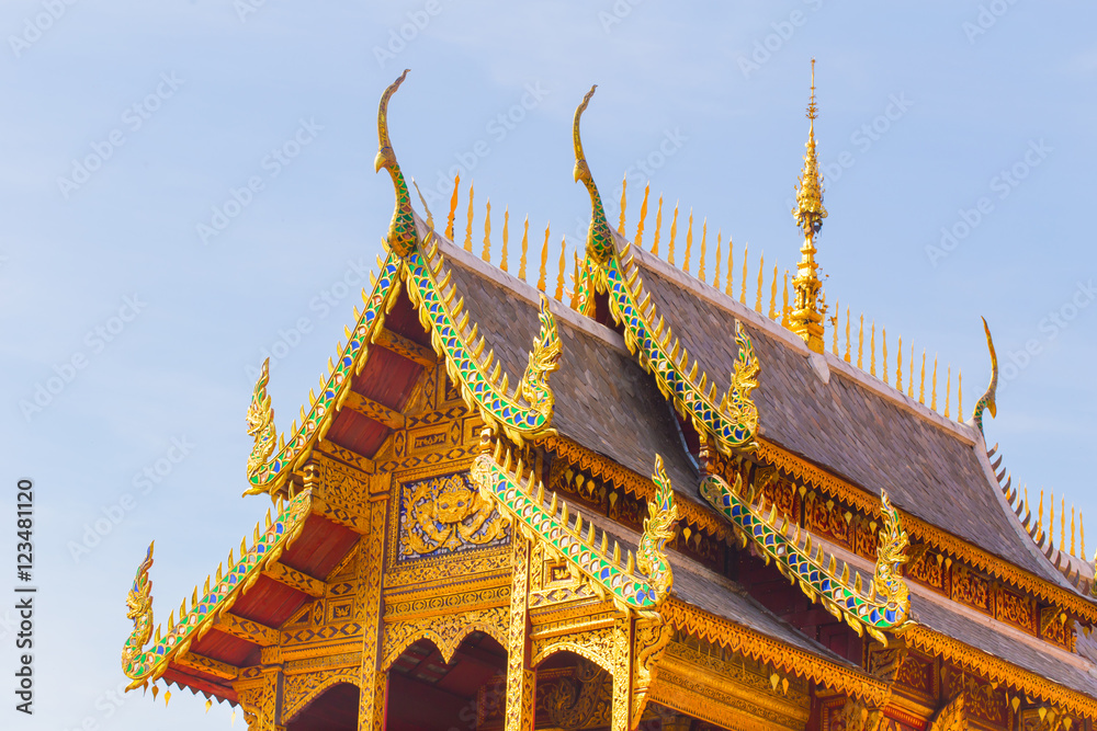 Thai Beautiful Chapel of Wat Phrathat Hariphunchai Woramaha vihan, Lamphun, THAILAND.