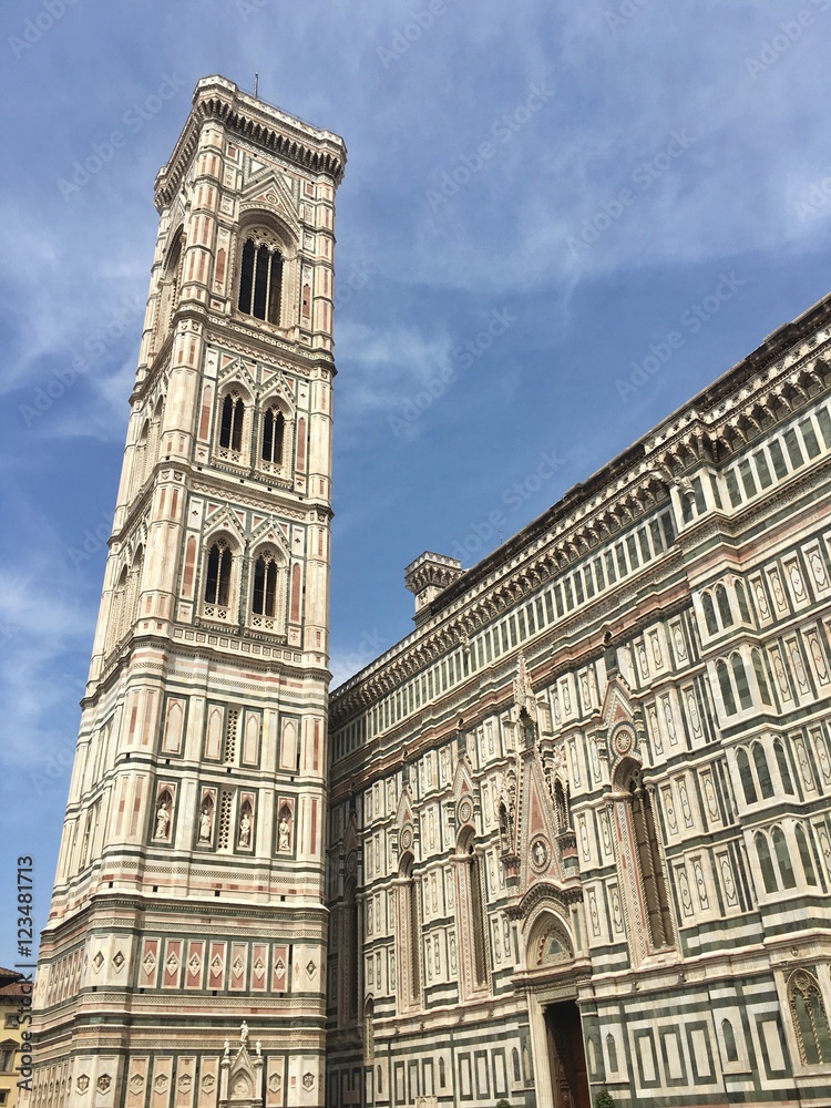  Florence, Italia - July 25th : view of the Cathedral of Santa Maria del Fiore and its tower in Florence city center