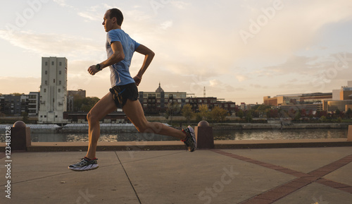 Man running, Harriet Island, Saint Paul, Hokah, Houston County, Minnesota, USA , side view , close up