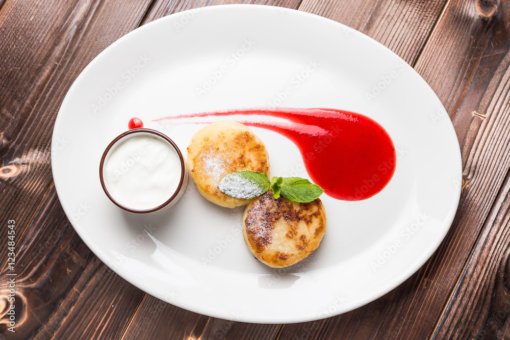 Fried fritters on plate