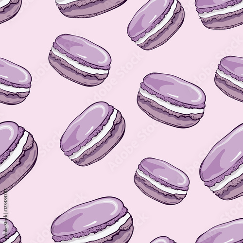 Seamless pattern with cute macaroons