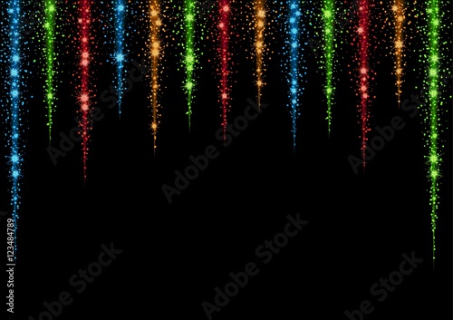 glittering stars and trail of sparkling particles