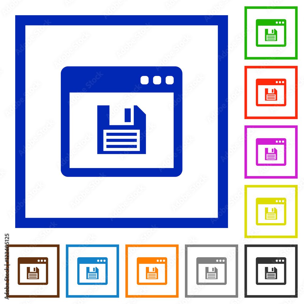 Save application framed flat icons Save application framed flat icons