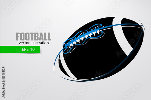 silhouette of a football ball. Background and text on a separate layer, color can be changed in one click.