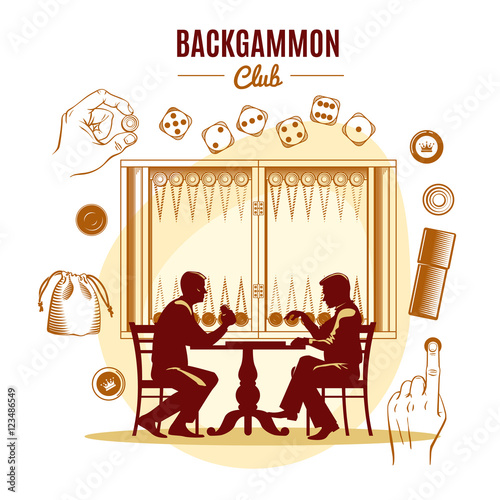 Backgammon Club Vintage Style Design