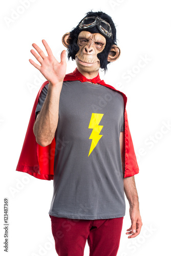 Sticker Superhero monkey man saluting