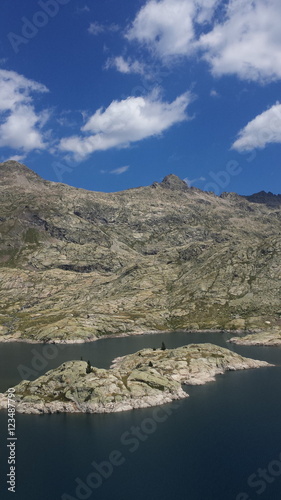 Island in a lake in the top of the mountain