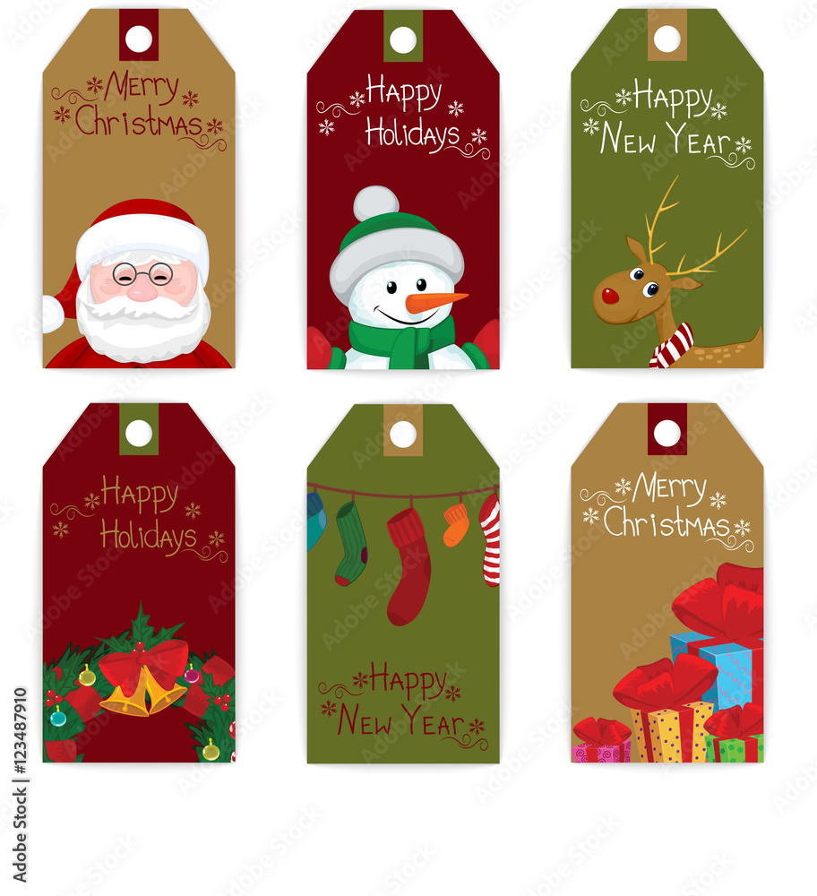 Fototapeta premium tag christmas set