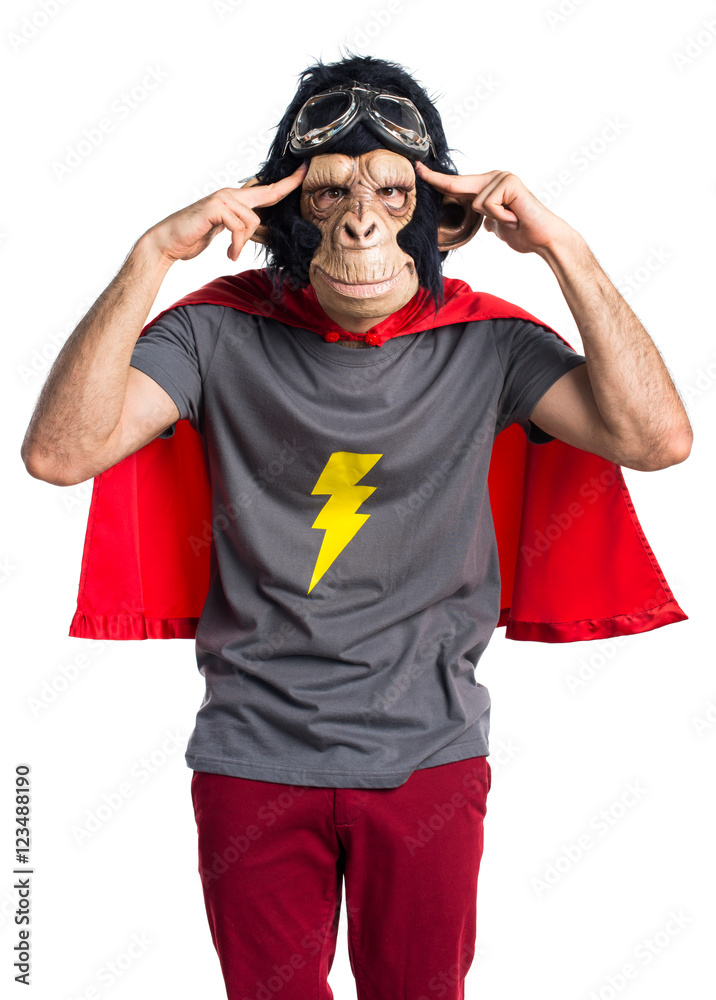 Superhero monkey man thinking Superhero monkey man thinking