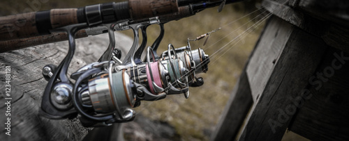 fishing reels on rods